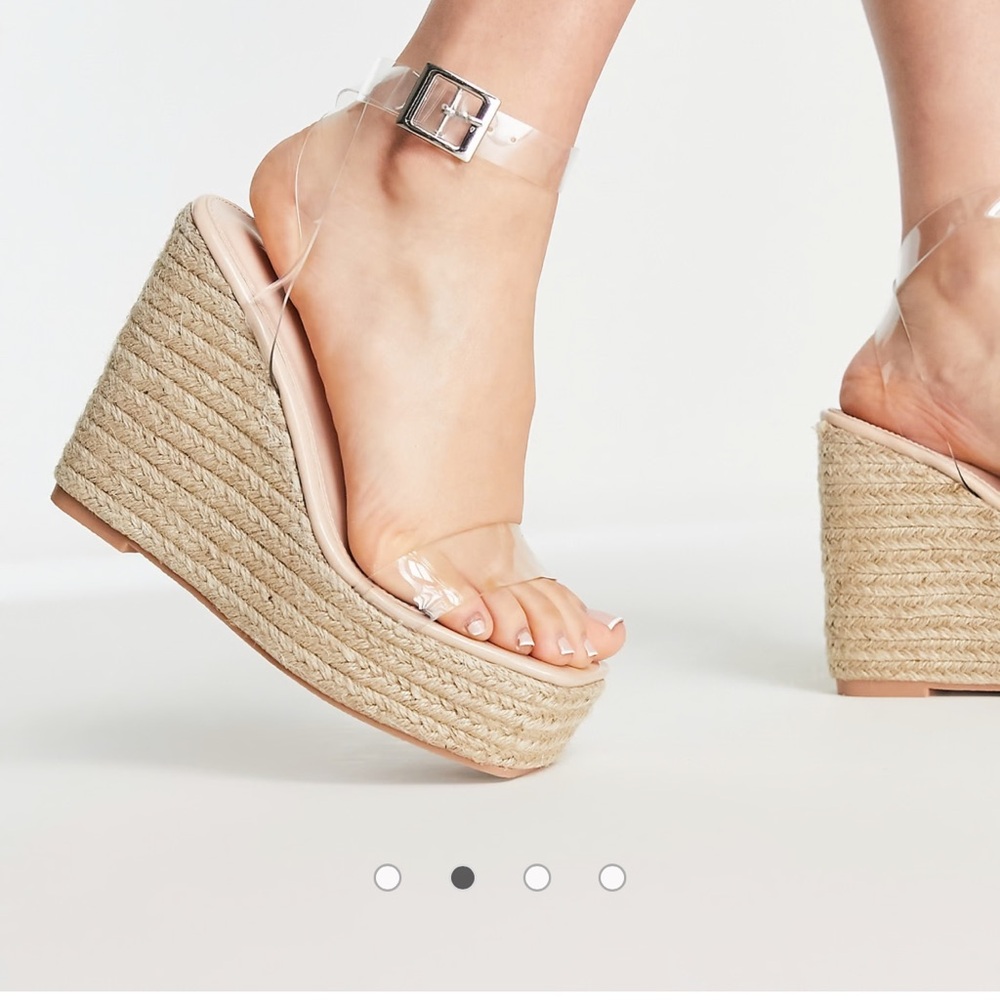 NEW Public Desire Clear Strap Wedge Sandals